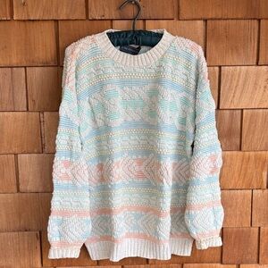 Cozy Pastel Patterned Crew Neck Sweater